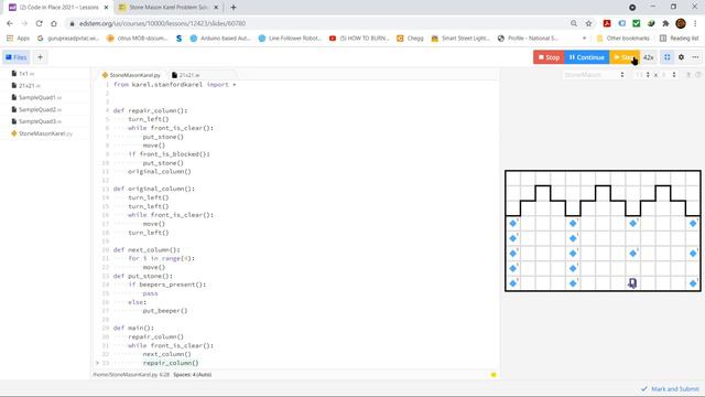 Stanford Code in Place Week 1 Question 6: Stone Mason Karel Assignment solution/Answer | DDTV смотреть онлайн