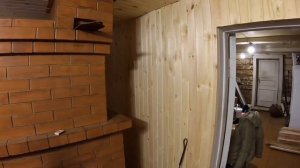 Обшивка стен вагонкой в одной из комнат!