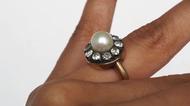 Circa 1880s Victorian Pearl And 1 Carat Old Mine Diamond Ring, ATL #192A