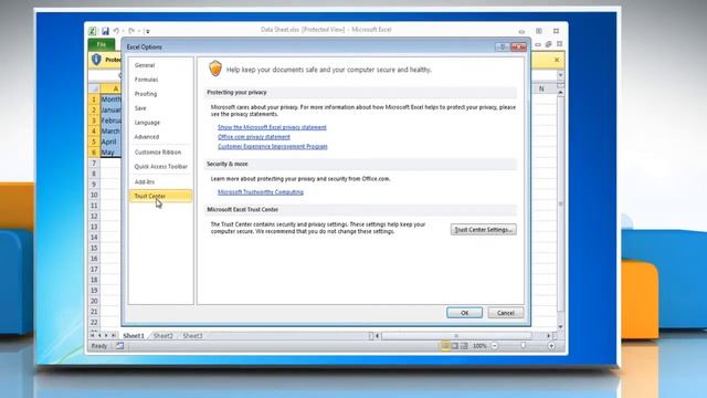 Excel 2010: Disable Protected View for downloaded worksheets in Windows® 7 смотреть онлайн