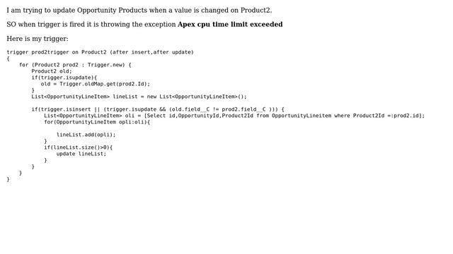 Salesforce: system.limitexception apex cpu time limit exceeded when trigger is fired смотреть онлайн