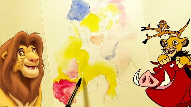 Watercolor painting SIMBA | Lion the King // Рисуем акварелью Симбу | Король Лев смотреть онлайн