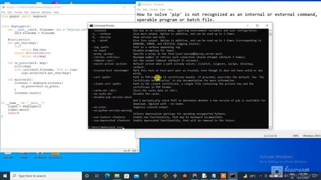 How to solve 'pip' is not recognized as an internal or external command смотреть онлайн