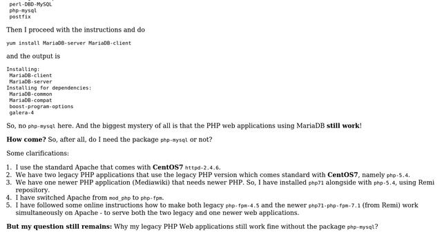 DevOps & SysAdmins: On CentOS7: Uninstalling mariadb-server also uninstalls php-mysql package смотреть онлайн