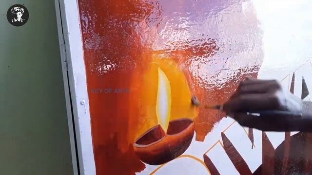 Happy Diwali Sign Painting Letter Writing in English Design 3D Font Style - key of arts смотреть онлайн