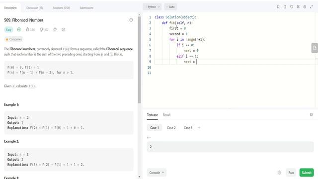 LEETCODE 509 Fibonacci Number | Python смотреть онлайн