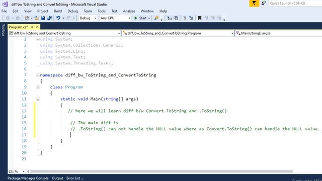 Difference between Convert.ToString() and .ToString()in C# смотреть онлайн
