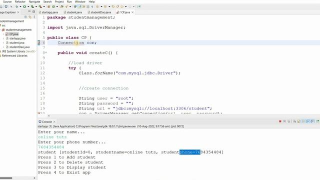 JDBC MySQL CRUD Application смотреть онлайн