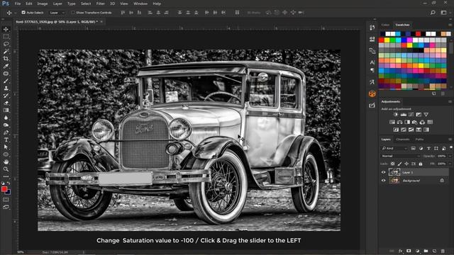 How to Convert Color Photo into Grayscale (black & white) in Photoshop смотреть онлайн