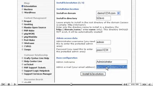 How to install b2evolution from Fantastico - Fantastico Tutorials смотреть онлайн