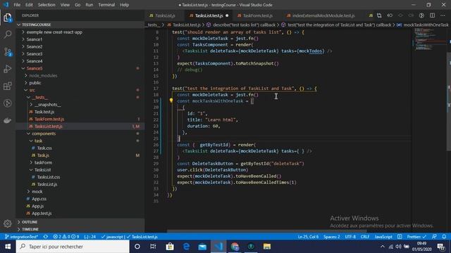 Tester du code javascript : tests d'intégration de composants React - Partie 1 смотреть онлайн