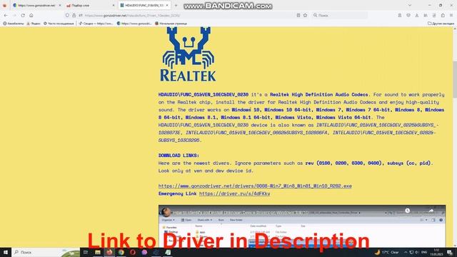 HDAUDIO\FUNC_­01&­VEN_­10EC&­DEV_­0230 Drivers // Realtek High Definition Audio Codecs Driver