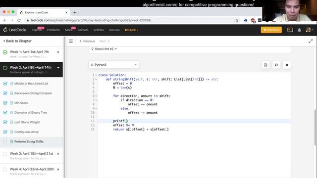 Perform String Shifts (python) - Day 14/30 Leetcode April Challenge смотреть онлайн