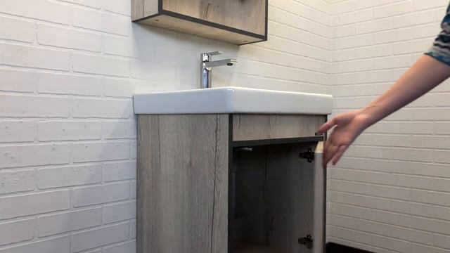 Компактная мебель для ванной комнаты Комфорти Вена 55 дуб дымчатый смотреть онлайн