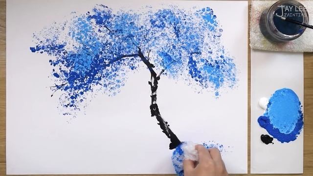 'Bubble Wrap' Acrylic Painting Techniques for Beginners - 'Blue Sky' смотреть онлайн