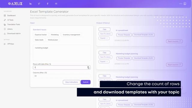AI Excel Template Generator - Create Professional Templates - Open AI in Excel - Ajelix Excel Tool смотреть онлайн