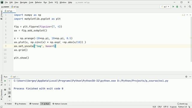 #6. Делаем логарифмический масштаб у координатных осей | Matplotlib уроки смотреть онлайн