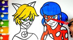 Леди Баг и Супер Кот Мультик Раскраска - Раскрашиваем Леди Баг для Детей - Раскраски