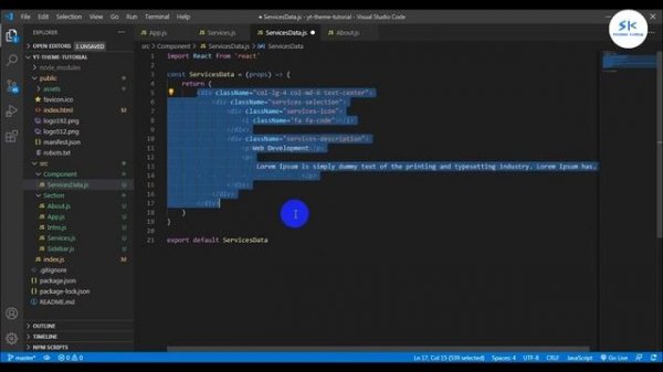 React JS Tutorial #PART_4 - Convert HTML Template to React JS Section Services