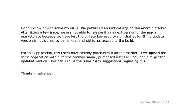 Android : Lost my keystore for uploaded app on android market смотреть онлайн