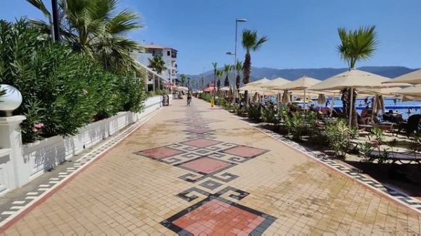 Marmaris Turkey Promenade Walk, Beachfront bar and restaurant food and drink prices July 2023.