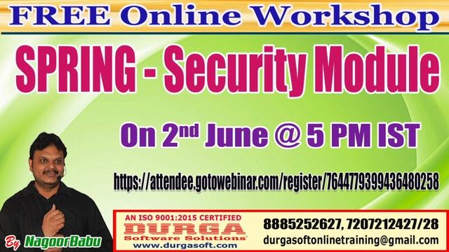 FREE Online Workshop on SPRING - Security Module in DURGASOFT смотреть онлайн