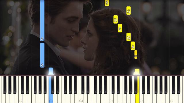 Twilight - Bella's Lullaby - EASY Piano tutorial смотреть онлайн