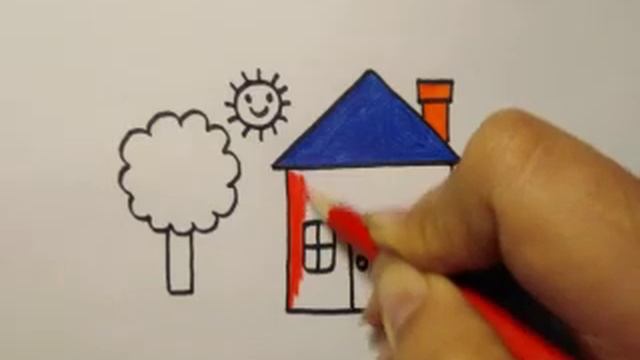 สอนวาดรูปบ้านแบบง่าย ๆ | Drawing a house easy for beginer | My Sky Channel. смотреть онлайн