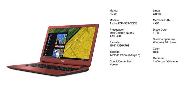 Laptop Acer Aspire ES1-533-C5DE Rojo смотреть онлайн