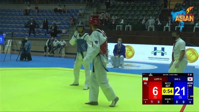 24th Asian Taekwondo Championships Beirut-Lebanon Final M-54KGS Jun-Seo Bae KOR vs Hossein Lotfi IR смотреть онлайн