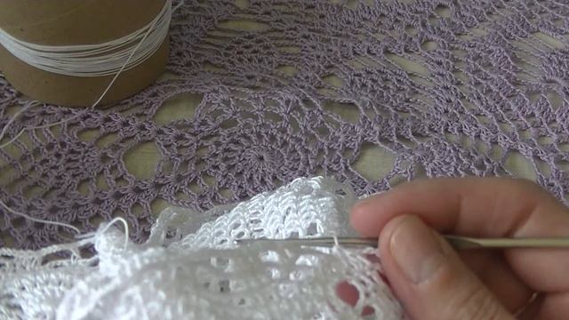 Скатерть" Ананасовый рай". Вяжем 55-60 ряды. смотреть онлайн