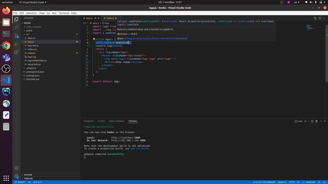 7 урок React: хук setState - он позволяет перерисовывать компоненты и менять значение переменной смотреть онлайн