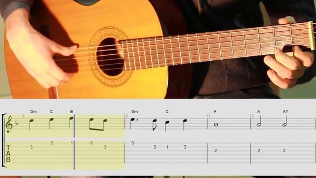 Yesterday Beatles guitar lesson for beginner. Уроки гитары с нотами и табами для начинающих смотреть онлайн