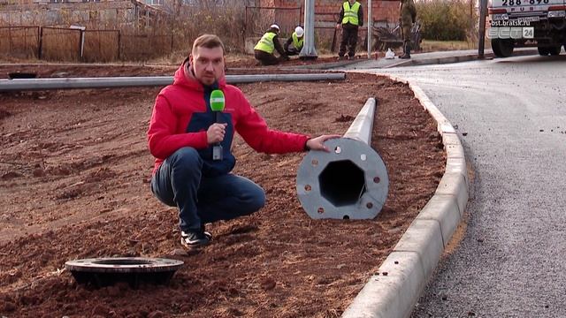 На улице Котельной в Братске устанавливают световые опоры смотреть онлайн