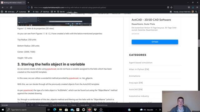[EN 82] Helix objects with pyautocad, Python for AutoCAD смотреть онлайн