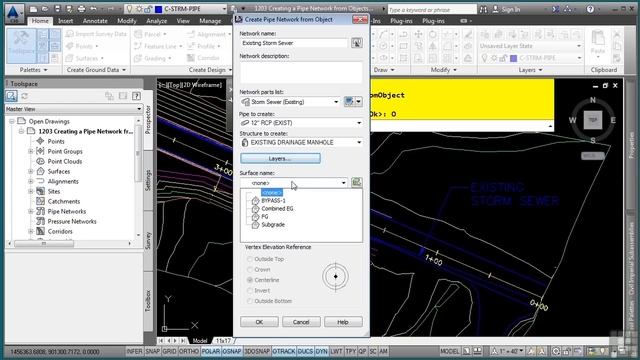 AutoCAD Civil 3D 2014 Tutorial | Creating A Pipe Network From Objects смотреть онлайн