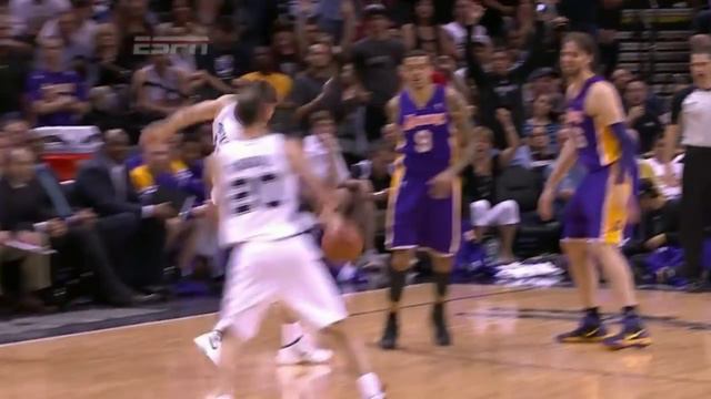 Manu Ginobili awesome rifle pass vs. Lakers (Apr 21, 2012) смотреть онлайн