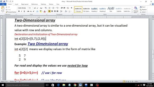 one dimensional array, multi dimensional array (two dimensional arra) #1D array #2D array смотреть онлайн