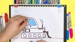 Как нарисовать Бульдозер? Рисуем простой Бульдозер|Первые рисунки