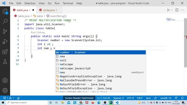 program to print multiplication table | number entered by user | java program смотреть онлайн
