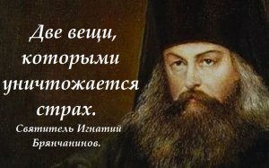 Две вещи, которыми уничтожается страх. Святитель Игнатий Брянчанинов.