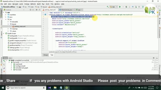 How to use Nested ScrollView in Android Application for android studio 3.0.2 full tutorial 2018 смотреть онлайн