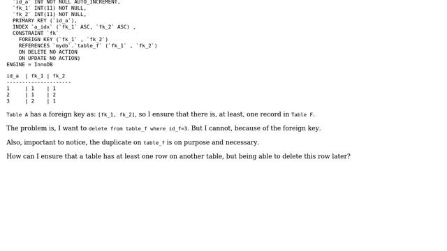 Databases: Mysql - How to delete a row with foreign key referencing multiple rows смотреть онлайн