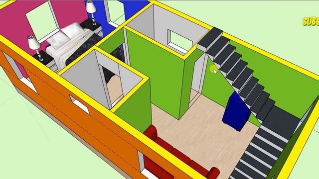 Small house plan 12 x 27 || 2lakh cost || 324 sqft ka naksa in 3 d with stairs| смотреть онлайн