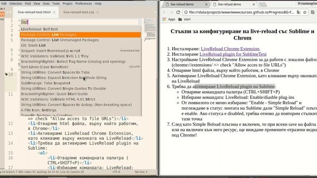 LiveReload for SublimeText 2/3 and Google Chrome смотреть онлайн