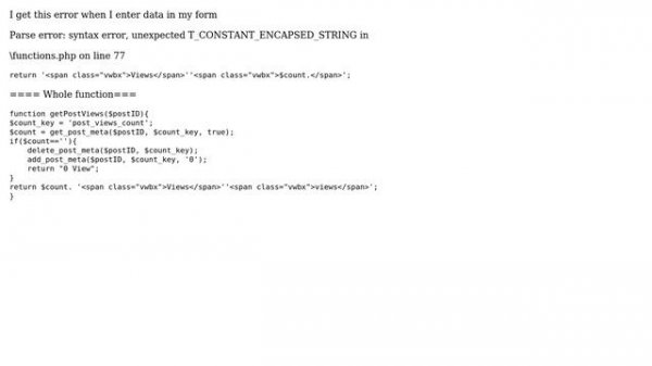 Wordpress: Parse error: syntax error, unexpected