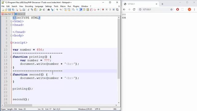 JavaScript Tutorial - 16 - Global vs Local Variables смотреть онлайн