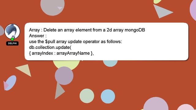 Array : Delete an array element from a 2d array mongoDB смотреть онлайн