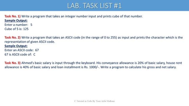 C Lab. Tasks of Arithmetic Instructions, printf and scanf functions| C Language Lab Tasks List #1 смотреть онлайн