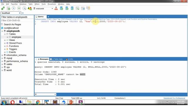 How to use the NOT NULL Constraint in SQL? | SQL Tutorial For Beginners | Learn SQL смотреть онлайн